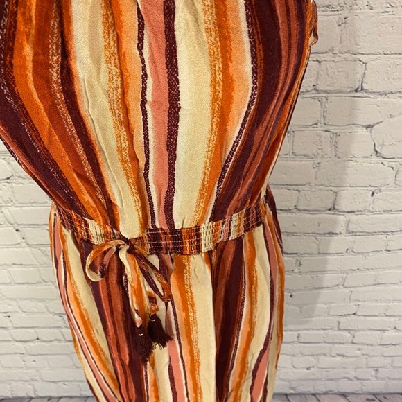 Xhilaration Striped Midi Casual  Dress Front Tie - Picture 3 of 8